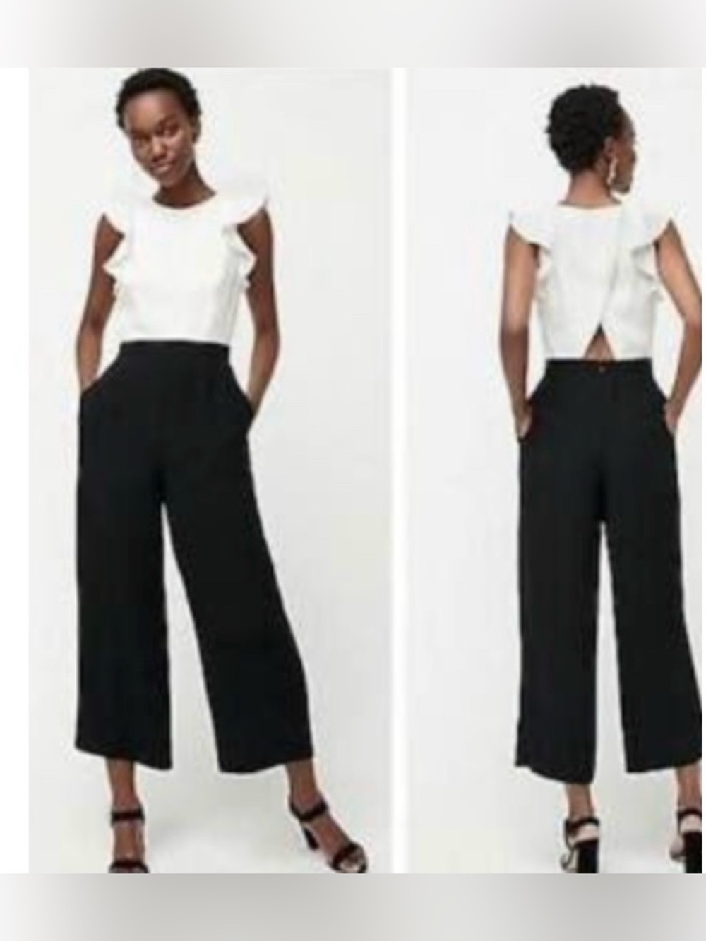 Brand New J. Crew Black & White Wide-Leg Cropped Jumpsuit - Size 0